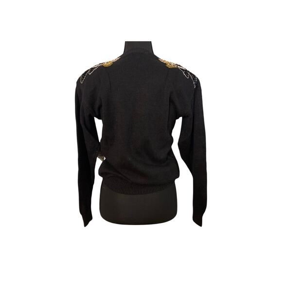 NWT Vintage Regency Collection Black Sequin Beaded Sweater (SM) 80s Glam Holiday - Picture 3 of 9